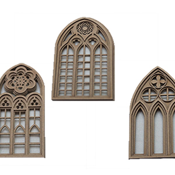 Miniature Model Multi-Part 3D Gothic Windows 2 - Various Options