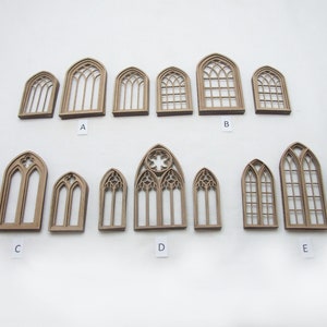 Miniature Model Multi-Part 3D Gothic Windows - Various Options