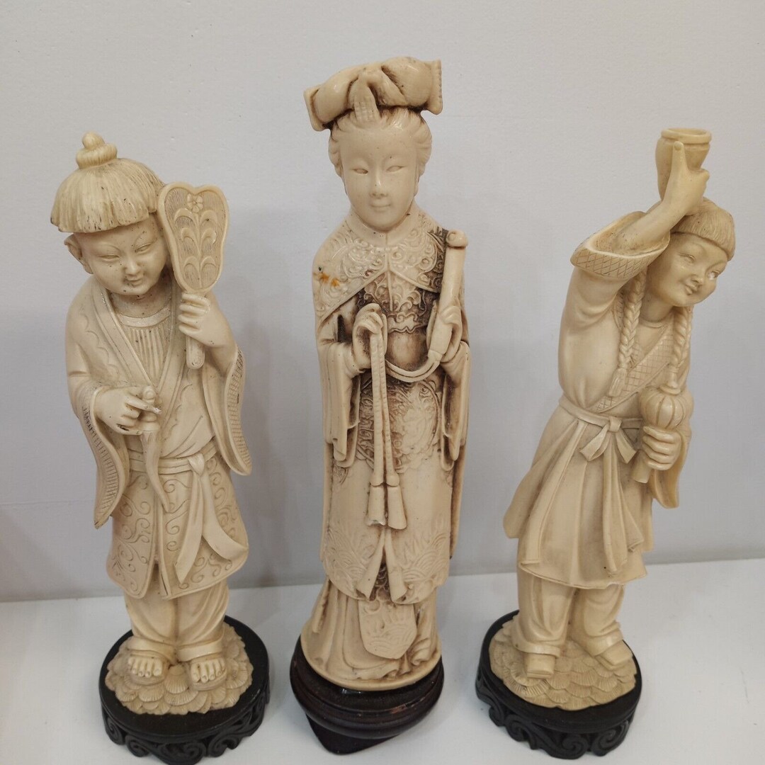 Vintage Asian Statues. Set of 3. Home Decor Etsy