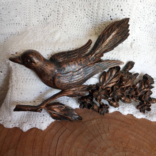 Vintage Bird Wall hanging by Coppercraft Guild. Cottagecore garden MCM. Eco friendly sustainable living