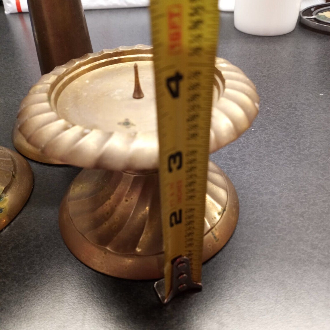 3 Brass Pillar Candle Holders. India. Varying Heights. Etsy