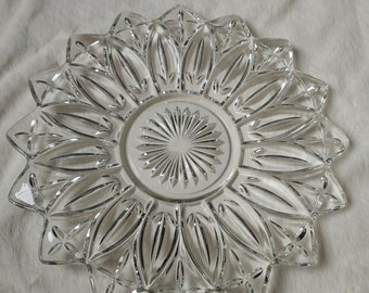 Pretty Cut Glass Sunflower Edge Serving Platter Plate. Thanksgiving Christmas...