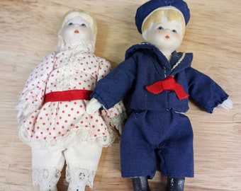 Vintage Russ Berries Bisque Sailor Doll Set. Porcelain dolls