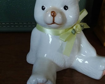 Adorable vintage Teddy Bear figurine. Nursery Art. Baby shower decor.