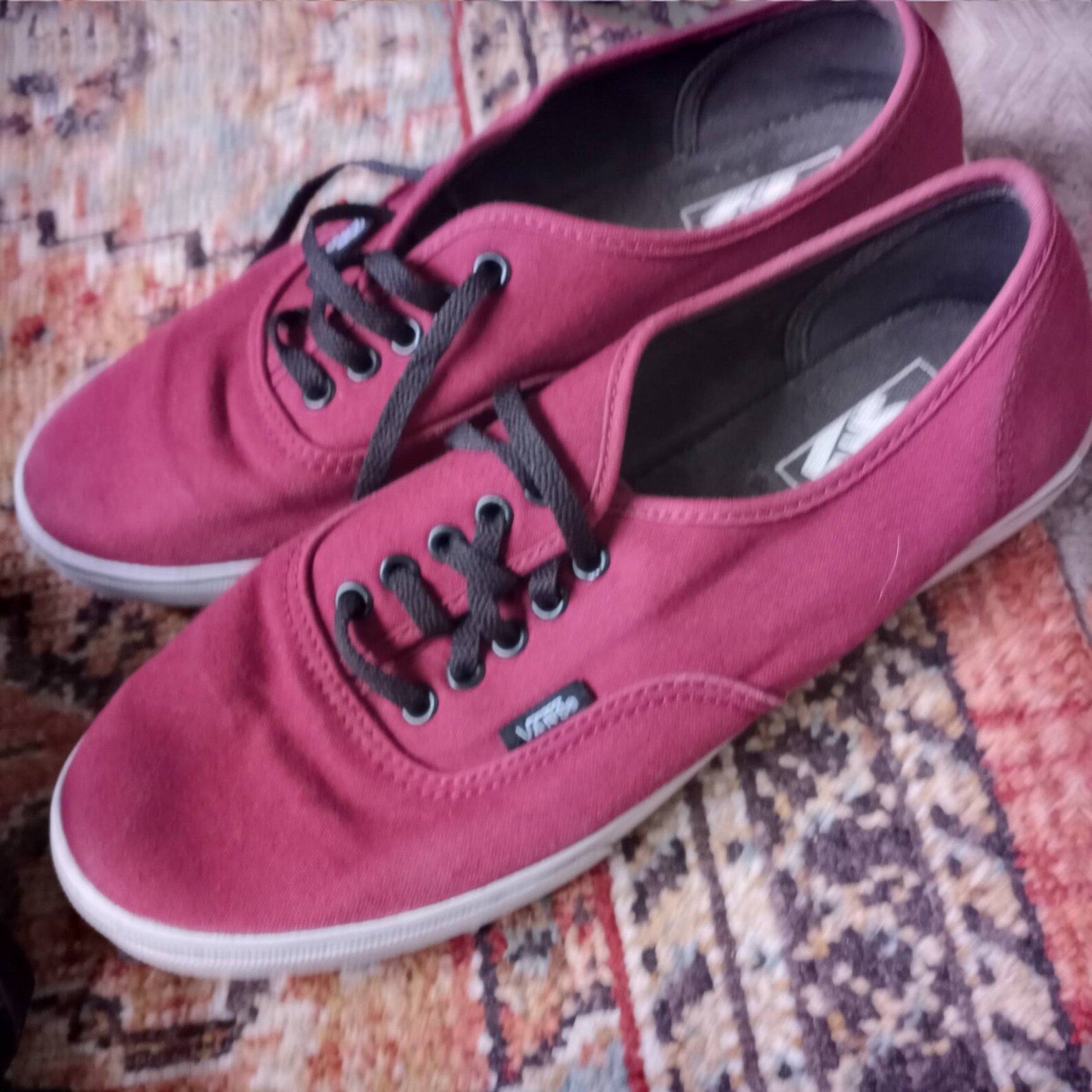 maroon canvas sneakers