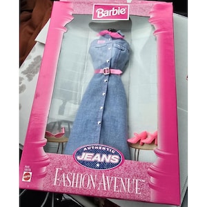 Vintage Barbie Fashion Avenue Doll Clothing Authentic Jeans Denim Dress
