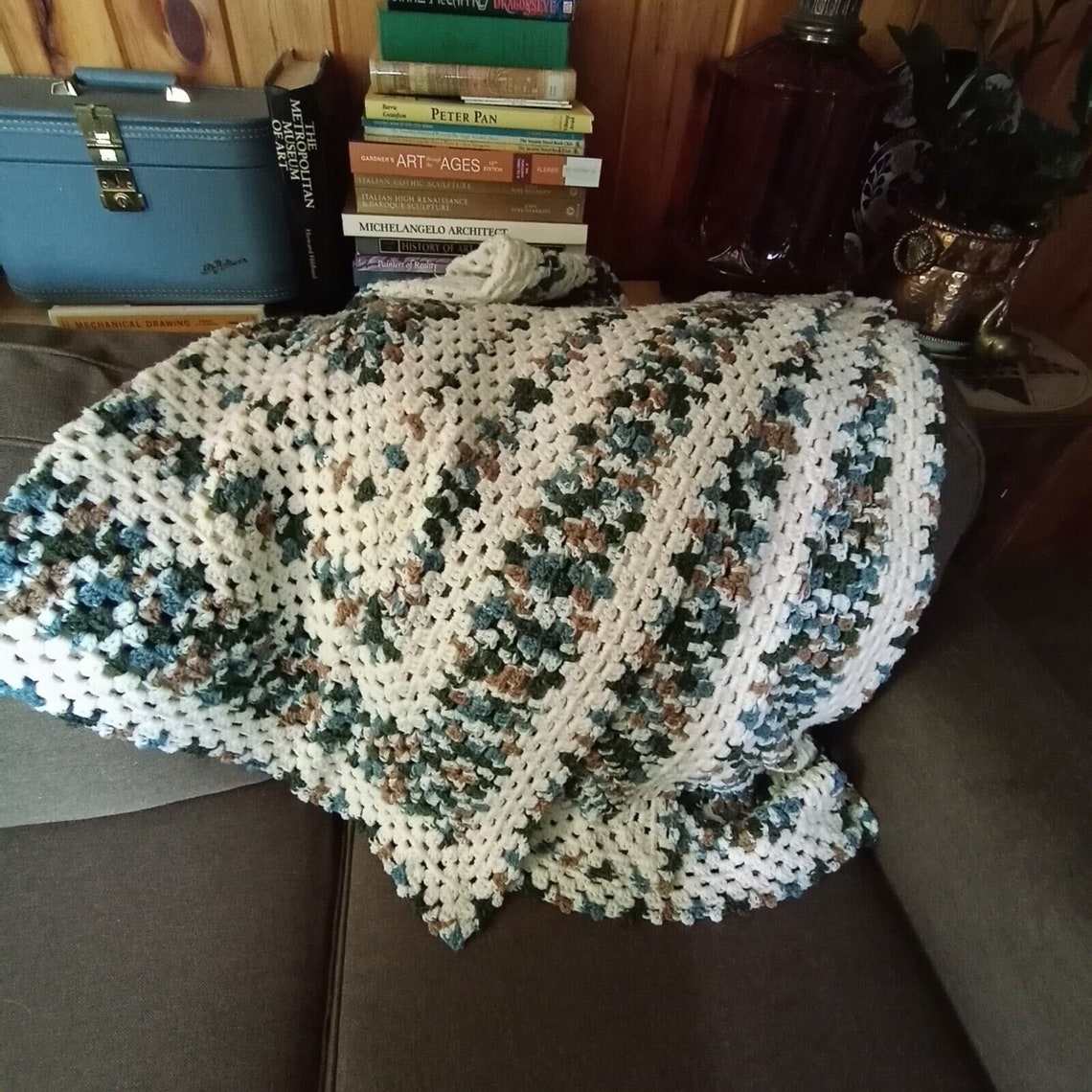Handmade Afghan Blanket. College Dorm Room. Neutral Earth Etsy