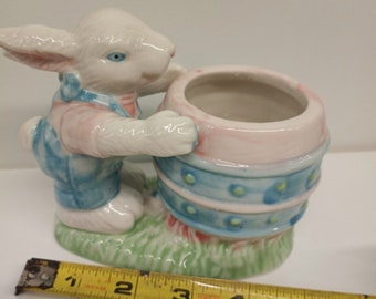 Vintage Easter Bunny Planter Pot. Ceramic Spring Decor. Garden cottagecore. NURSERY ART baby shower