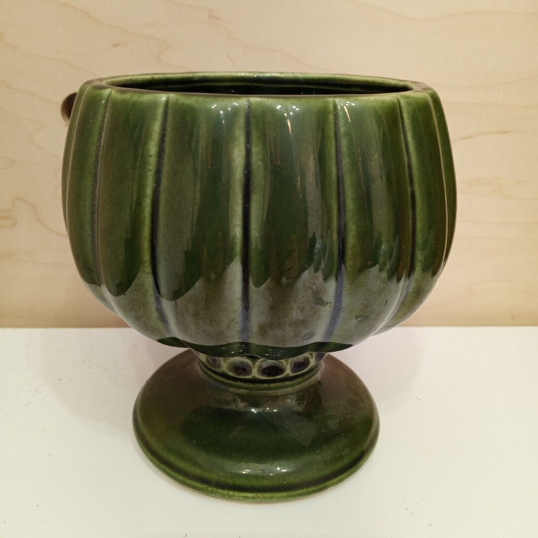Vintage Green USA Pottery Planter Plant Pot. Compote Vase Candy Dish Etsy