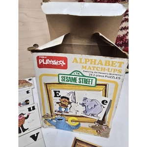 Vintage Playskool Sesame Street Alphabet Match Up Puzzle with Box