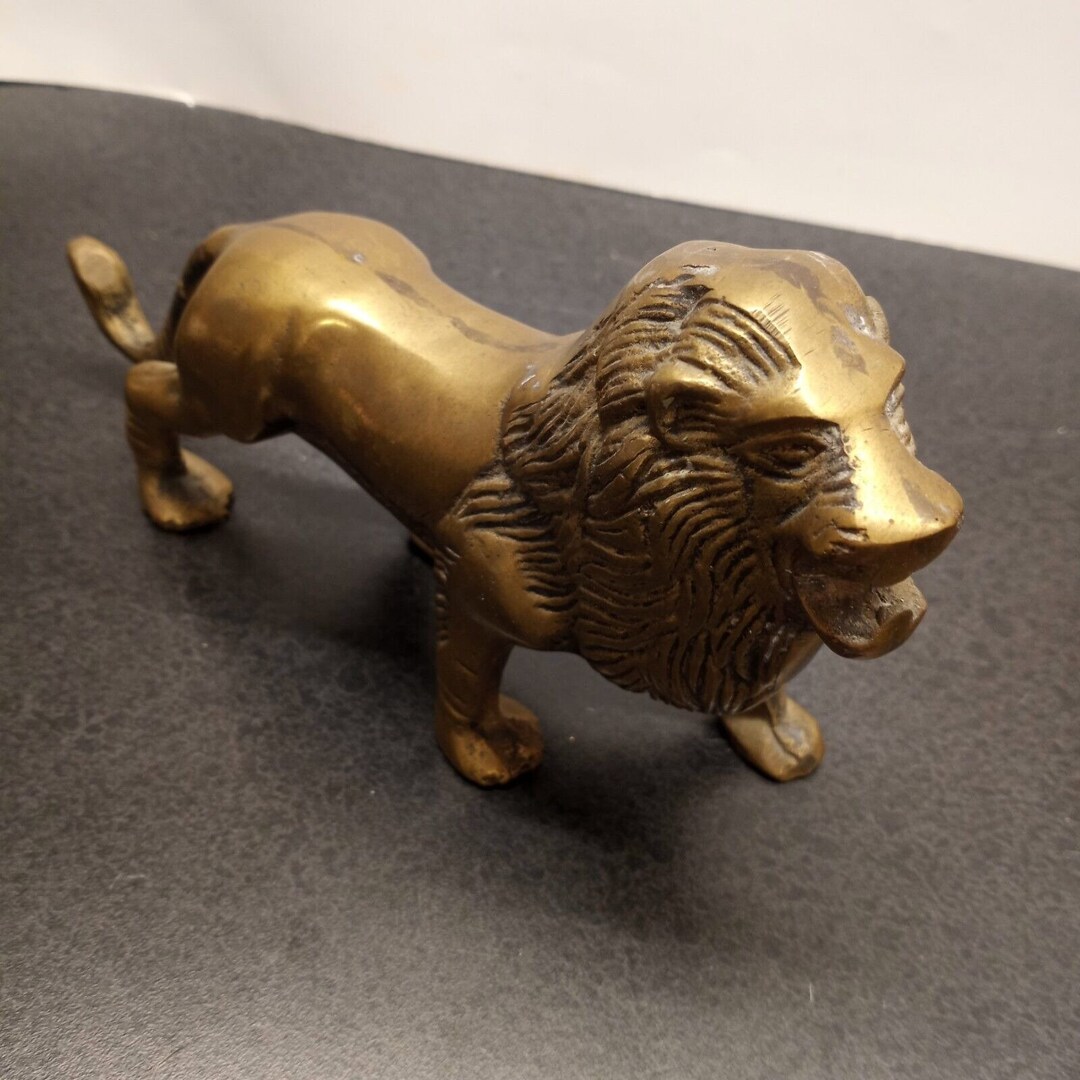 Vintage Solid Brass LION Figurine. Zoo Jungle Safari Theme. MCM - Etsy