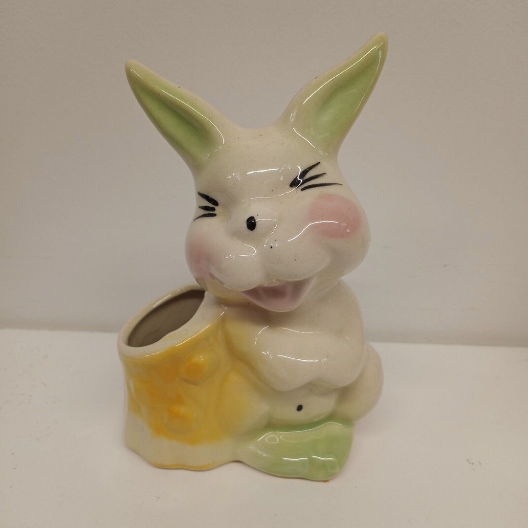 Vintage Pottery Bunny Rabbit Planter. Nursery Art. Cottagecore Easter ...