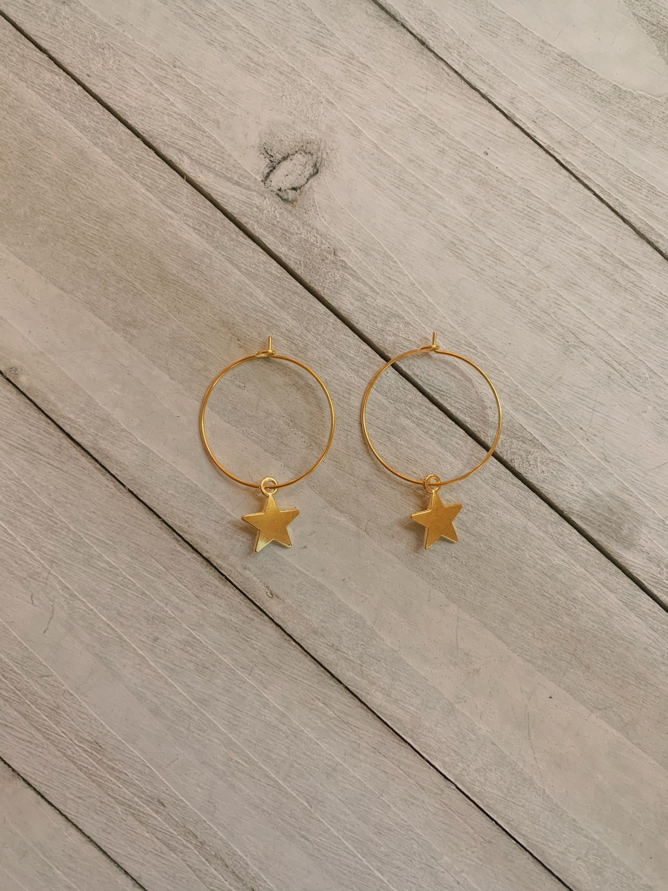 Gold Star Hoop Earrings Etsy