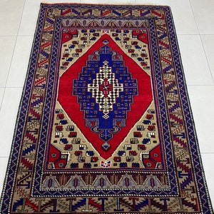 Handmade Pure Wool Anatolian Rug.Turkish Handmade Rug,Natural Wool rug,Area rug,Konya Rug,Hand knotted Turkish Rug, 6,6 x 4,5 Feet