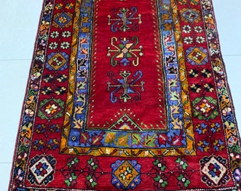 Handgemaakte pure wol Anatolische gebed tapijt, Turkse hand geknoopte gebed tapijt, rustieke tapijt, oude maar niet gebruikte tapijt, gebied tapijt, 6,7x3,7 voet, natuurlijke tapijt