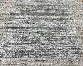 Bamboo Silk Rug,Neutral Colored Rug,Gray Rug,Area Rug,7x10 Feet,Not Busy Design Rug,Pastel Rug,Chaning Color Rug,Turkish Rug