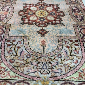 Handmade Fine Original Turkish Floss Silk Rug,Turkish Silk Rug,Oriantal Floss Silk Rug,Ottoman Floss Silk Rug,Area Rug 3x2 Feet Rug