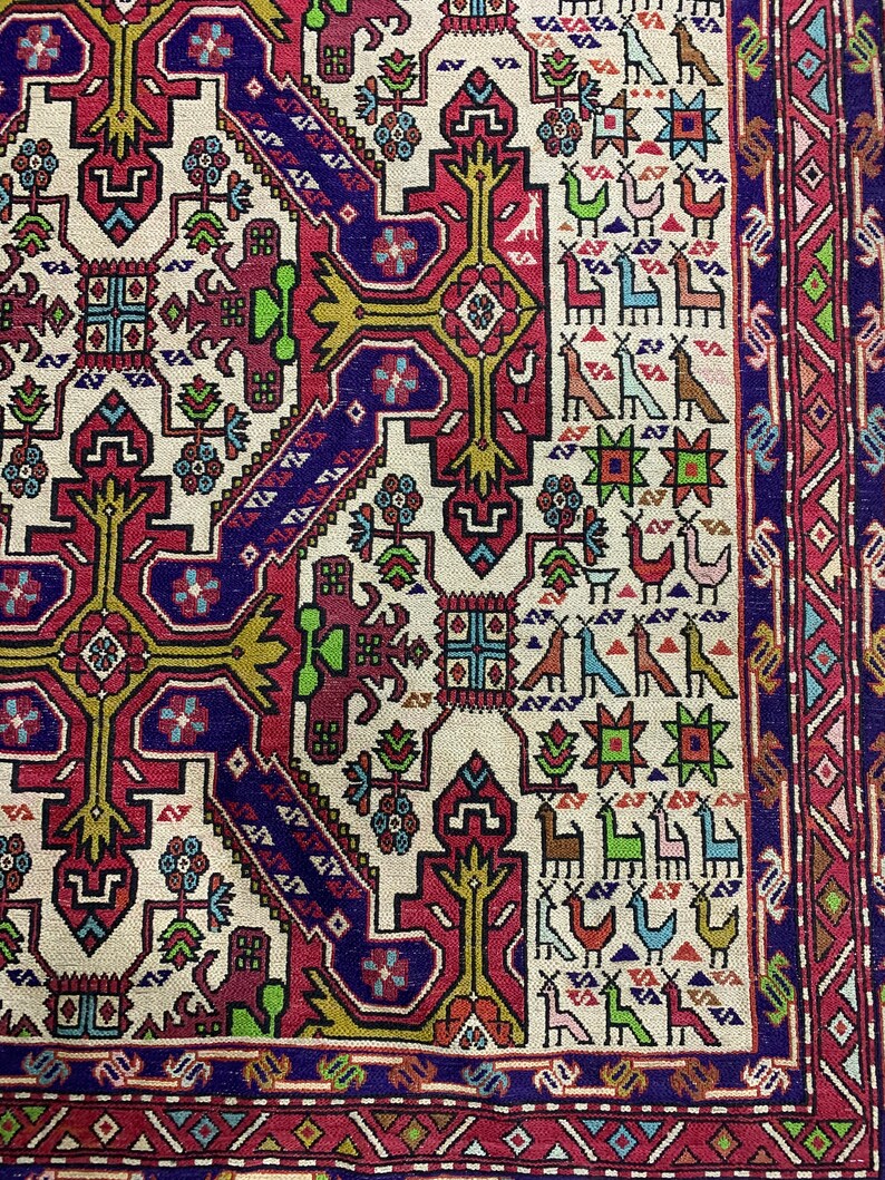 Silk Shahsevan Sumak Rug Handmade Pure Silk Sumak Rug .extra Silk Based Sumak,silk Rug,fine Work ...