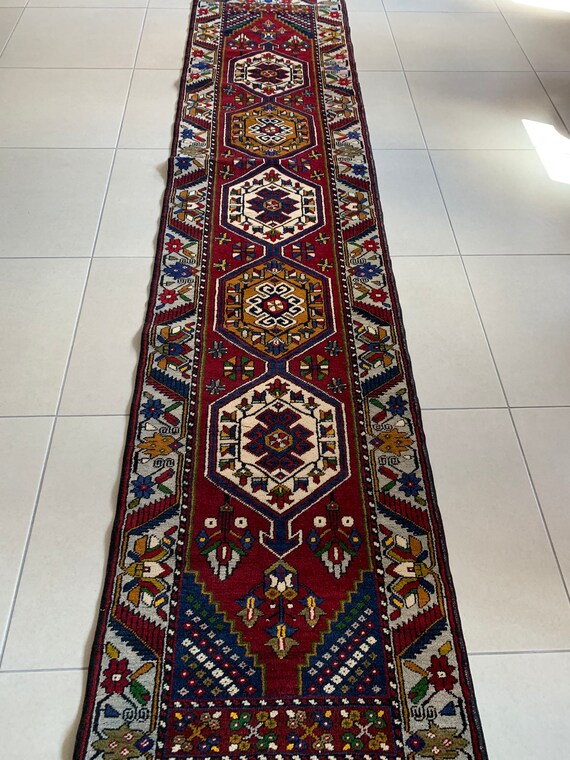 Handmade Pure Wool Anatolian Runner,Yahyalı Runner,Turkish Runner,Natural wool Runner,Handmade Long Runner,Hallway Rug, 11,2 x 2,4 Feet