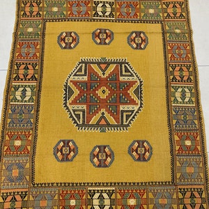 Handmade,Handspun Pure Wool ,%100 Vegetable Dyed Anatolian KOnya Cicim Rug 5,0 x 4,1 Feet
