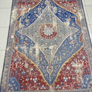 Turkish Rug,Turkish Vintage Rug,Rustic Rug,Area Rug,Natural Colored Rug,Ousak Rug,Heriz Rug,Shirvan Rug,10x13 Feet Rug,Large Rug,