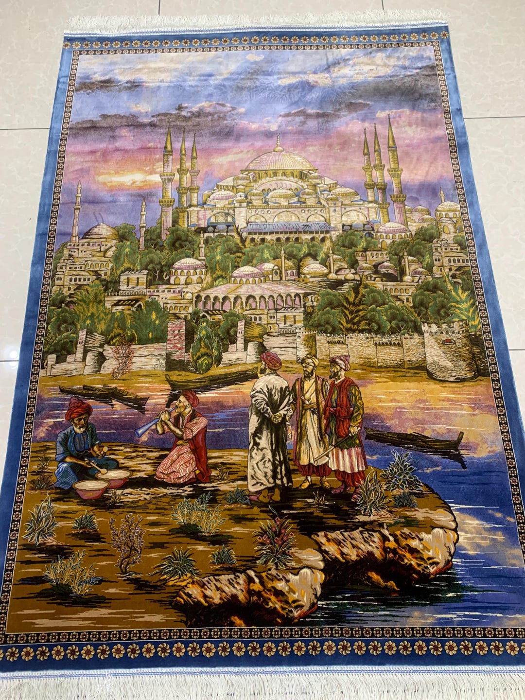 Blue Mosque Design Silk Rug: Ottoman Style, Istanbul Rug (3.5x5 Feet ...