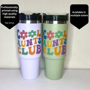Cool Aunts Club 30oz Stainless Steel Tumbler, Auntie Gift, New Aunt Gift, Auntie Cup, Retro Auntie Tumbler, Groovy Aunt Cup, Favorite Auntie