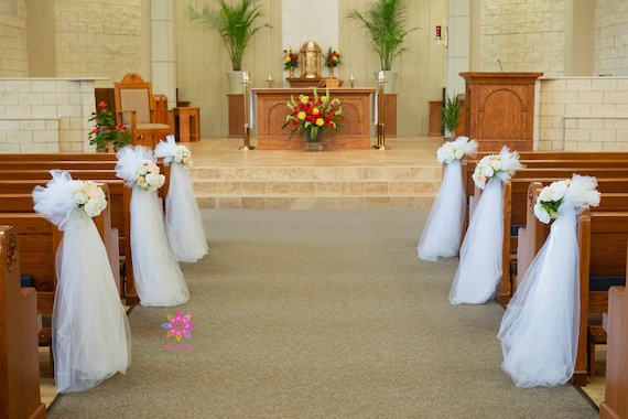 Wedding Pew Decorations Church Wedding Decorations Aisle Etsy