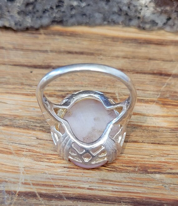 Sterling Silver Pink Peach Conch Shell Cabochon R… - image 4