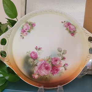 Gorgeous Victoria Austria Antique Hand Painted Porcelain Rose Platter - Early 1900&#39;s