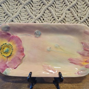 Floretta Ware Royal Venton Van Phillips Burslem England Hand Painted Tray, Poppy, 1930s Art Deco