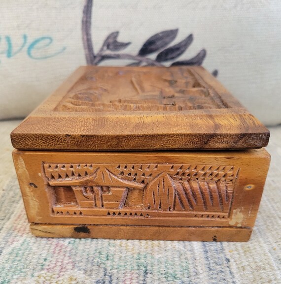 Vintage Solid Wood Carved Trinket Box - image 6