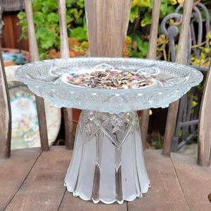 Bird Feeder/Bird Bath Handmade from Vintage Glassware - One of a Kind