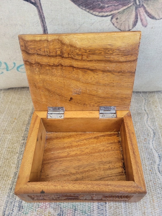 Vintage Solid Wood Carved Trinket Box - image 3