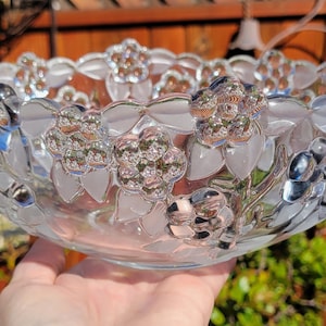 Vintage Mikasa Carmen Etched Floral Crystal Serving Bowl - Walther Glas - West Germany - 8.5&quot;