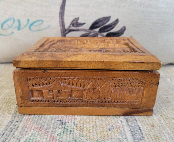 Vintage Solid Wood Carved Trinket Box - image 4