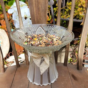 Bird Feeder/Bird Bath/Floating Flower Bowl Handmade from Vintage Glassware - One of a Kind