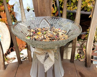 Bird Feeder/Bird Bath/Floating Flower Bowl Handmade from Vintage Glassware
