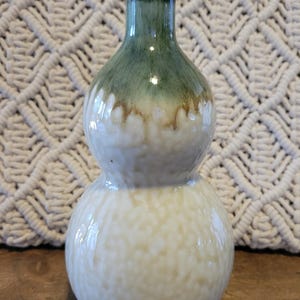 Dokan Japan Double Gourd Drip Glaze Porcelain Bottle Vase - 1970&#39;s