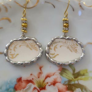22K Gold Design Broken China Soldered Earrings