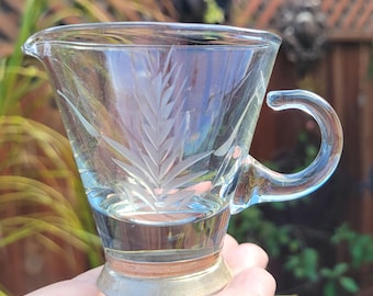 Webster Sterling Silver Plated Base Art Deco Etched Wheat Design Glass Creamer - 1950's