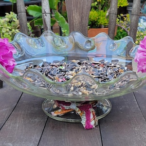 Bird Feeder/Bird Bath/Floating Flower Fruit Bowl Handmade from Vintage Glassware - One of a Kind