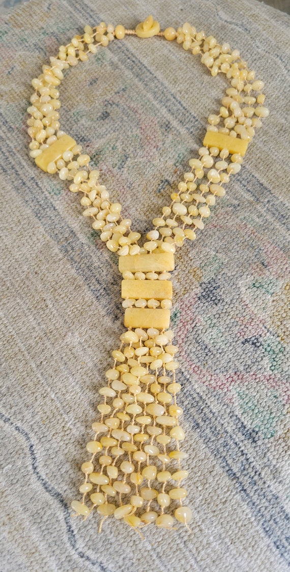 Amazing Yellow Jade hand knotted 4 Strand 24" Drop