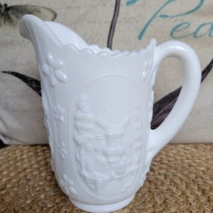 Vintage Windmill Milk Glass Pitcher by Imperial Glass Ohio - 16 oz