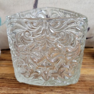 Avon Embossed Crystal Candle Holder with &quot;A&quot; Monogram - 1980s