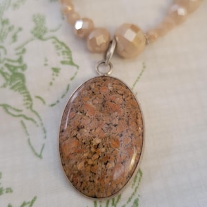 Unakite Crystal Beaded Pendant Necklace