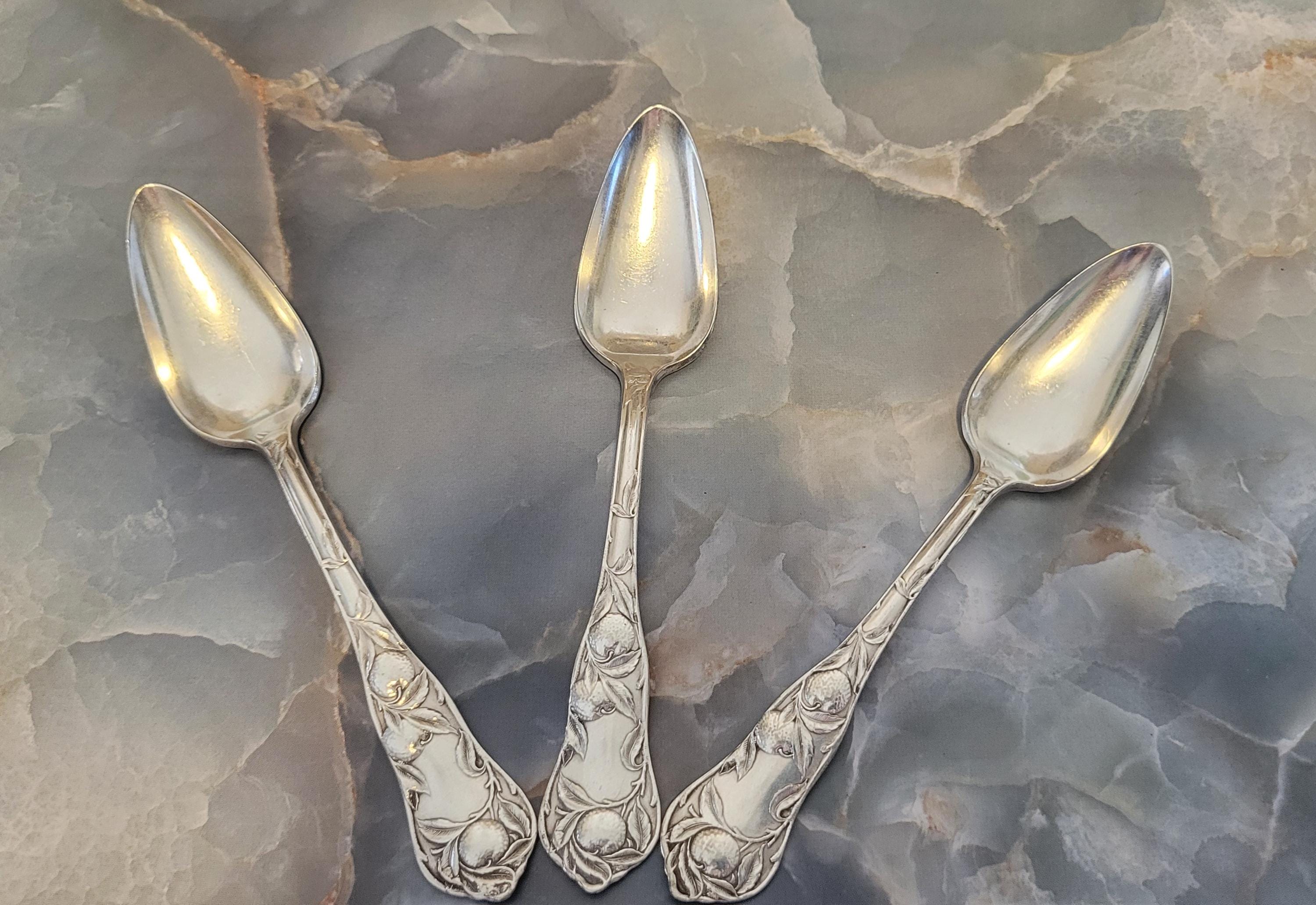 Antique Silver Plated Fruit Spoons: Orange Blossom Pattern, Wm