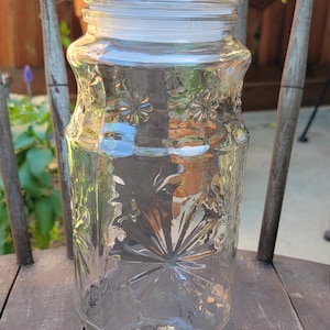 Planters Peanuts Anchor Hocking Starburst Glass Canister Jar - 1980s