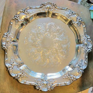 Stunning Towle Silver Plated Tray - Rambling Rose - 1960s
