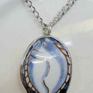 Curved Ceramic Fish Broken China Pendant Necklace